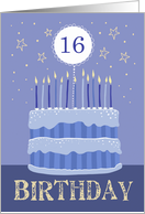 16th Birthday Cake Teen Boy Candles and Stars Distressed Text card