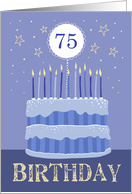 75th Birthday Cake Male Candles and Stars Distressed Text card