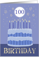 100th Birthday Cake Male Candles and Stars Distressed Text card