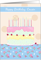 Happy Birthday Cousin Floral Cake card