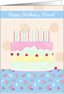Happy Birthday Friend Floral Cake card
