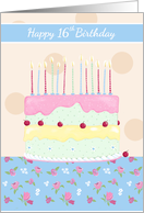 Happy 16th Birthday Floral Cake card