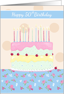 Happy 50th Birthday Floral Cake card