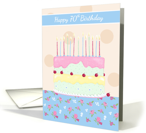 Happy 70th Birthday Floral Cake card (1575968)