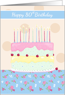 Happy 80th Birthday Floral Cake card