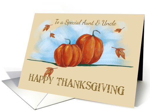 Special Aunt & Uncle Happy Thanksgiving Pumpkins card (1579350)