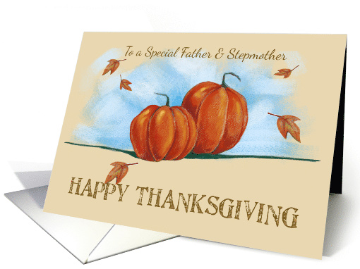 Special Father & Stepmother in Law Happy Thanksgiving Pumpkins card