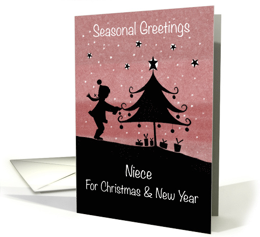 Seasonal Greetings Niece Silhouette Girl Christmas Tree card (1583652)