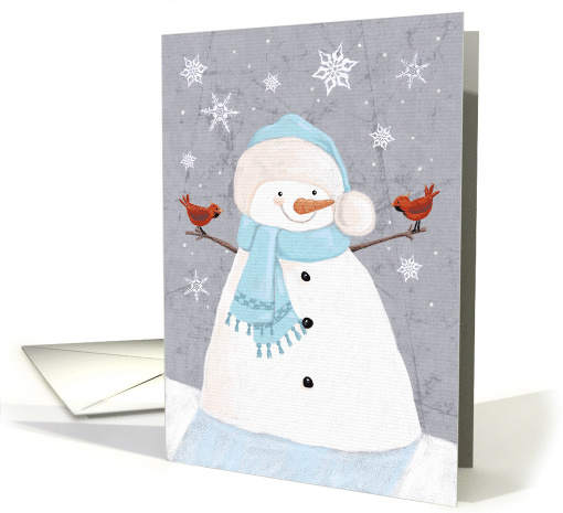 Soft Snowman with Red Cardinal birds card (1583784)