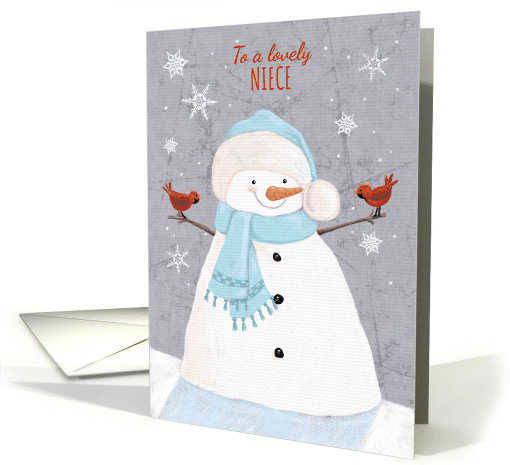 Niece Christmas Soft Snowman with Red Cardinal birds card (1584406)
