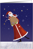 Santa Claus with Christmas Sack of Gifts card