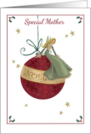 Special Mother Christmas Holiday Angel on Noel Ornament. card