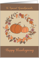 Grandparents Thanksgiving Leaf wreath Pumpkins card