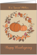 Mother Thanksgiving Leaf wreath Pumpkins card