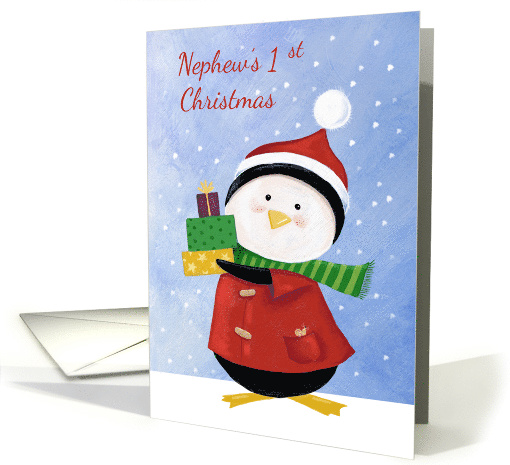Nephew's 1st Christmas Penguin with parcels card (1589438)