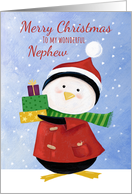 Nephew Christmas Penguin with parcels card