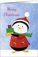 Merry Christmas Penguin with parcels card