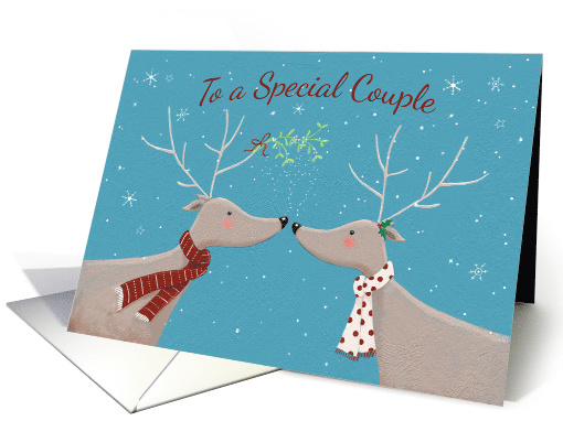 Christmas Couple Reindeers Mistletoe card (1589496)