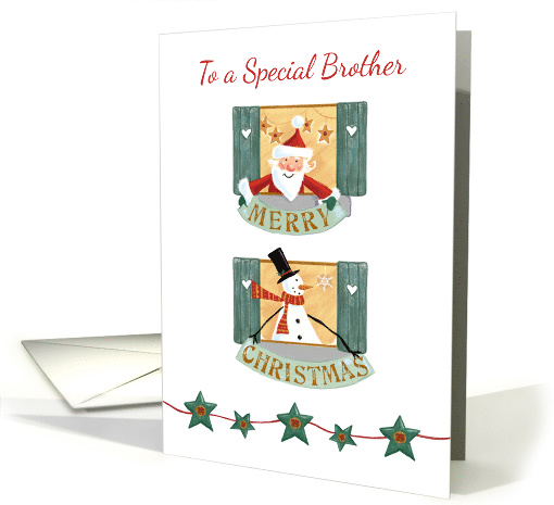 Special Brother Christmas Santa and Snowman Windows card (1589856)