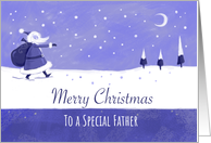 Blue Snowy Santa Landscape Father card