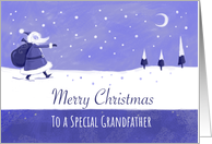 Blue Snowy Santa Landscape Grandfather card