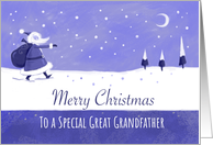 Blue Snowy Santa Landscape Great Grandfather card