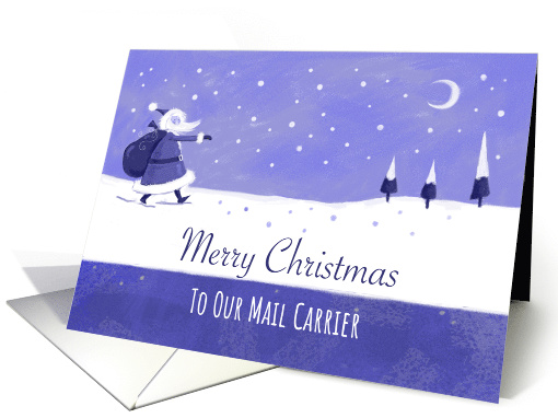 Blue Snowy Santa Landscape Mail Carrier card (1590098)