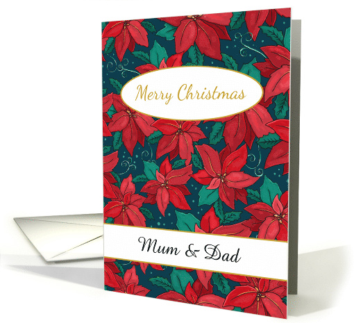 Red Poinsettia Flower Pattern Christmas card (1590418)