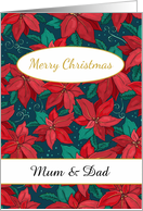 Red Poinsettia Flower Pattern Christmas card