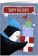 Happy Holidays Penguin Parcels card