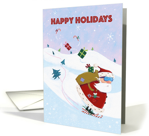 Skiing Jolly Santa Claus Happy Holidays card (1590640)