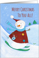 To You All Christmas Skiing Snowman card
