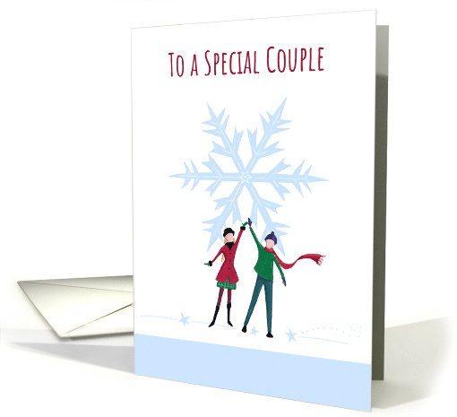 Christmas Special Couple Modern Snowflake card (1590662)