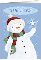 Cousin Christmas Cheer Snowflake Snowman card