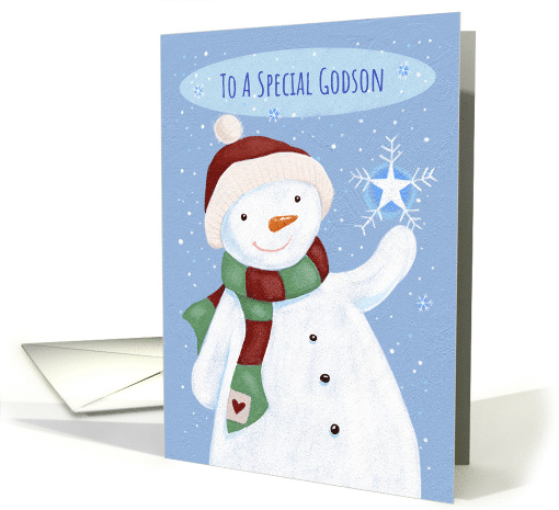 Godson Christmas Cheer Snowflake Snowman card (1590920)