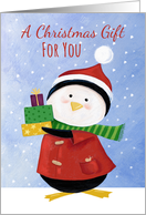 Gift Money Christmas Card Cute Penguin with Presents card
