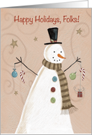 Happy Holiday Folk Christmas Snowman card