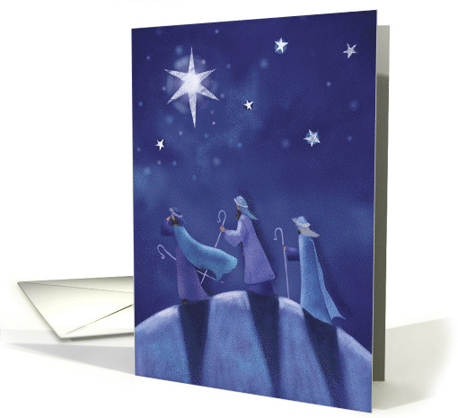 Three Shepherds Follow Star of Bethlehem card (1593232)