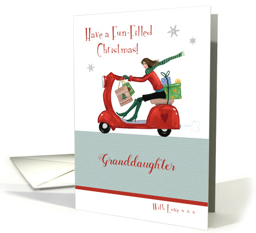 Granddaughter Christmas Holiday Girl Scooter card (1593424)