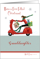 Granddaughter Christmas Holiday Girl Scooter card