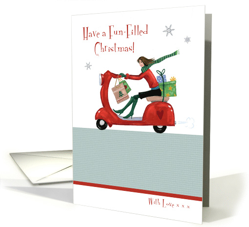 Fun Filled Christmas Holiday Girl Scooter card (1593426)