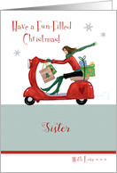 Sister Christmas Holiday Girl Scooter card