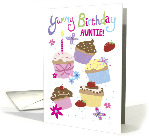 Auntie Yummy Birthday Fun Cupcakes card (1594930)