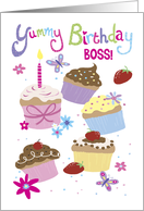 Boss Yummy Birthday Fun Cupcakes card
