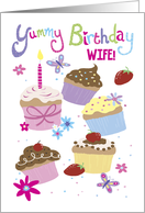Wife Yummy Birthday Fun Cupcakes card