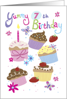 Yummy 7th Birthday Fun Cupcakes card