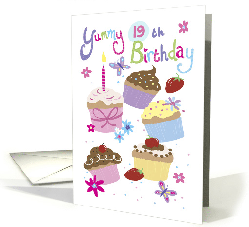 Yummy 19th Birthday Fun Cupcakes card (1594988)