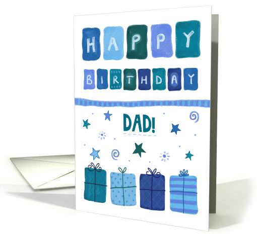 Happy Birthday Dad Blue Patterned Gifts card (1596194)