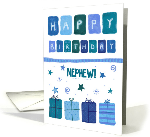 Happy Birthday Nephew Blue Patterned Gifts card (1596204)