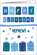 Happy Birthday Nephew Blue Patterned Gifts card